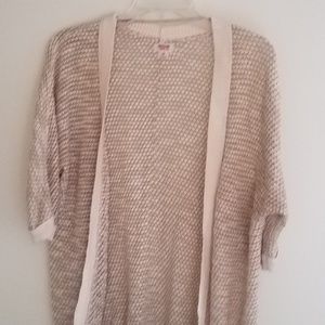3/4 length sleeve cream knit cardigan